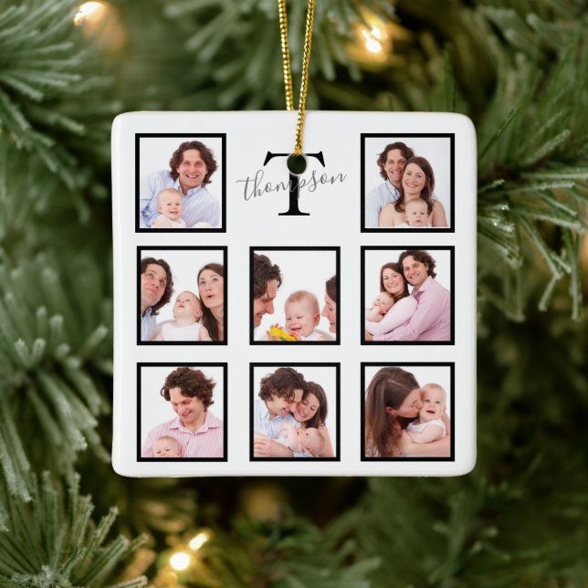 Personalisierte Keepake-Familienfoto-Collage Keramikornament (Baum)