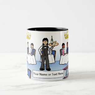 Personalisierte Kellnerin, formeller Cartoon Zweifarbige Tasse