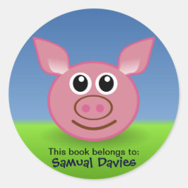 Personalisierte Kennzeichnung von rosa Schweinefle Runder Aufkleber