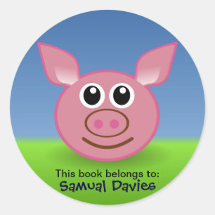 Personalisierte Kennzeichnung von rosa Schweinefle Runder Aufkleber