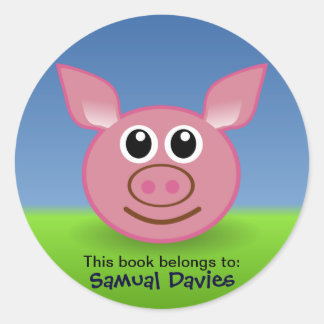 Personalisierte Kennzeichnung von rosa Schweinefle Runder Aufkleber