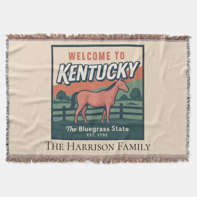 Personalisierte Kentucky-Wurfdecke Decke (Vorderseite)