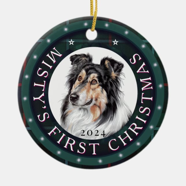 Personalisierte Keramik Circle Pet Xmas Tree Ornam Keramik Ornament (Vorne)