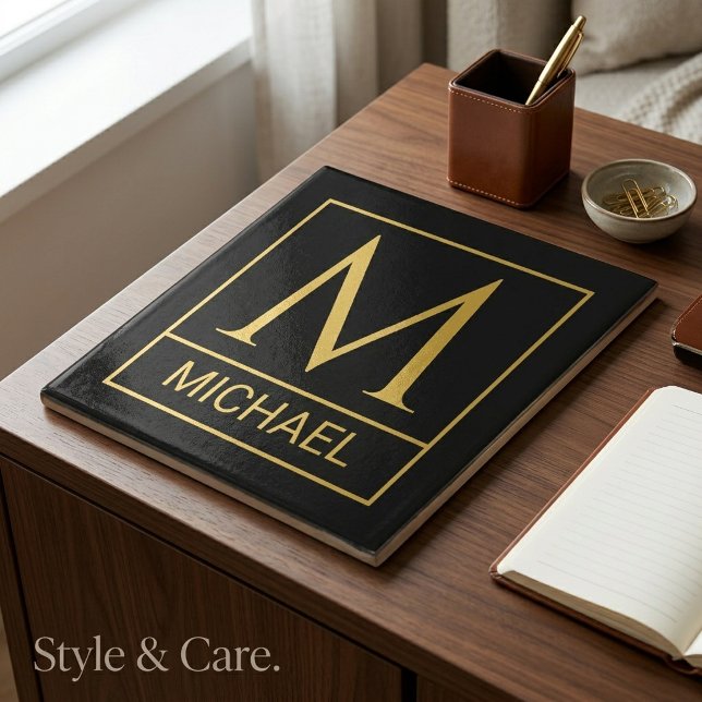 Personalisierte Keramik mit Initial & Name Fliese (Personalized Ceramic Tile with Initial & Name)