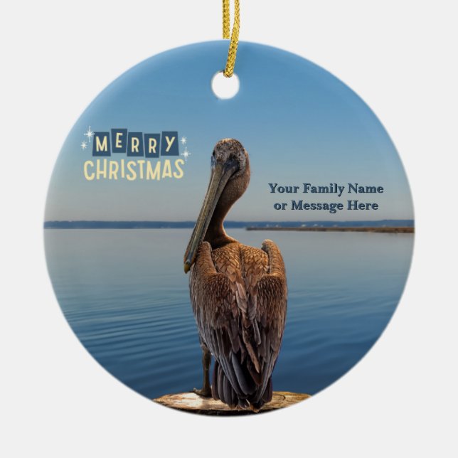 Personalisierte Keramik Pelican Weihnachtsschmuck (Vorne)