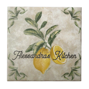 Personalisierte Keramik Tile mit Vintagen Zitronen Fliese