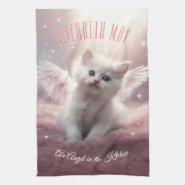 Personalisierte KI-Generierte Kitten Angel Wings Geschirrtuch