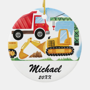Personalisierte Kids-Baufahrzeug ,Schubkarren Keramik Ornament