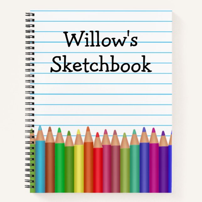 Personalisierte Kid's Sketchbook Pencils Notizbuch (Vorderseite)