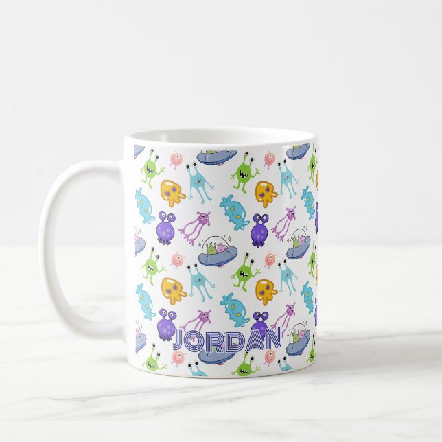 Personalisierte Kids Space-Außerirdischen Kaffeetasse (Links)