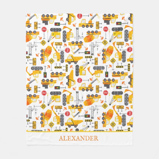 Personalisierte kids Wasserfarbenkonstruktionsfahr Fleecedecke (Vorderseite)