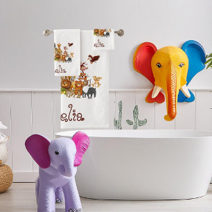 Personalisierte Kidtiere Badhandtuch Set