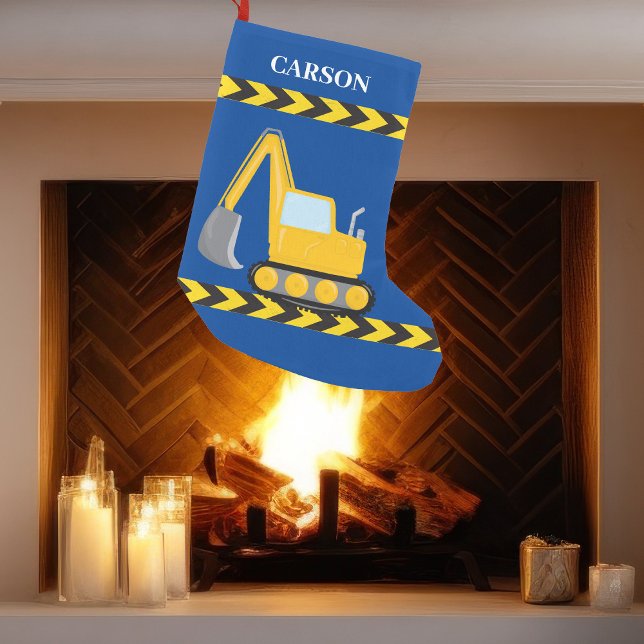 Personalisierte Kinder Baufahrzeug Blaue Boys Kleiner Weihnachtsstrumpf (Von Creator hochgeladen)
