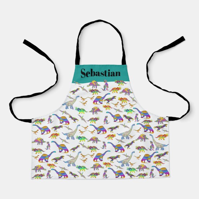 Personalisierte Kinder Dinosaurier Schürze (Vorderseite)
