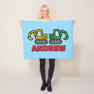 Personalisierte Kinder-Fleece-Decke mit Baggern Fleecedecke