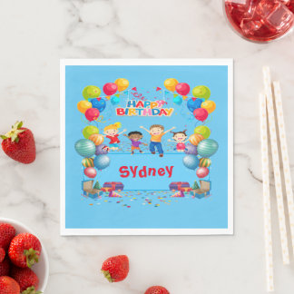 Personalisierte Kinder Geburtstags-Lunch-Napkins Serviette