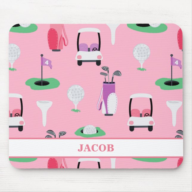 Personalisierte Kinder Golfer Golfcart Golfing Spo Mousepad (Vorne)