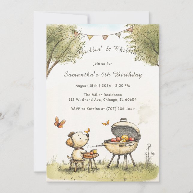 Personalisierte Kinder GRILLEN Geburtstagsvorlage Einladung (Vorderseite)