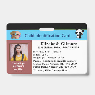 Personalisierte Kinder ID Identifikationskarte Jun Ausweis