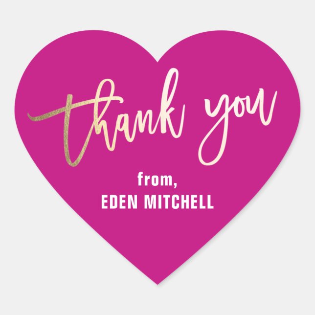 Personalisierte Kinder Rosa und Gold Herz-Aufkleber (Vorderseite)