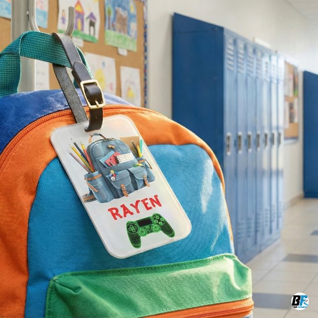 Personalisierte Kinder - Rucksack- und Gamer-Desig Gepäckanhänger (Von Creator hochgeladen)