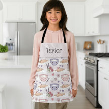 Personalisierte Kinder-Schürze Kawaii Herz Backen