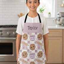 Personalisierte Kinder-Schürze Kawaii-Kekse Gingha