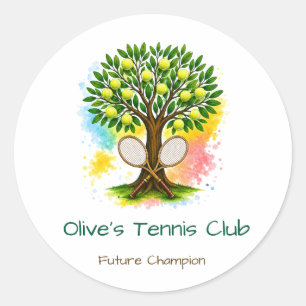 Personalisierte Kinder-Tennisklub-Aufkleber Runder Aufkleber