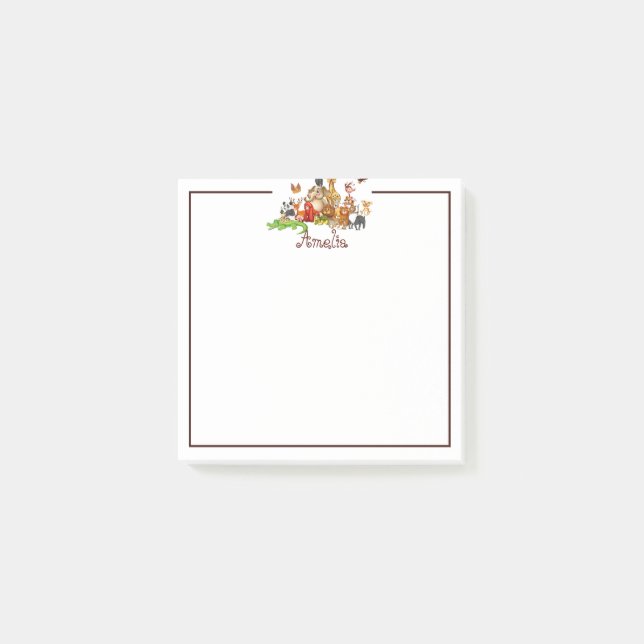 Personalisierte Kinder-Tiere  Post-it Klebezettel (Vorderseite)