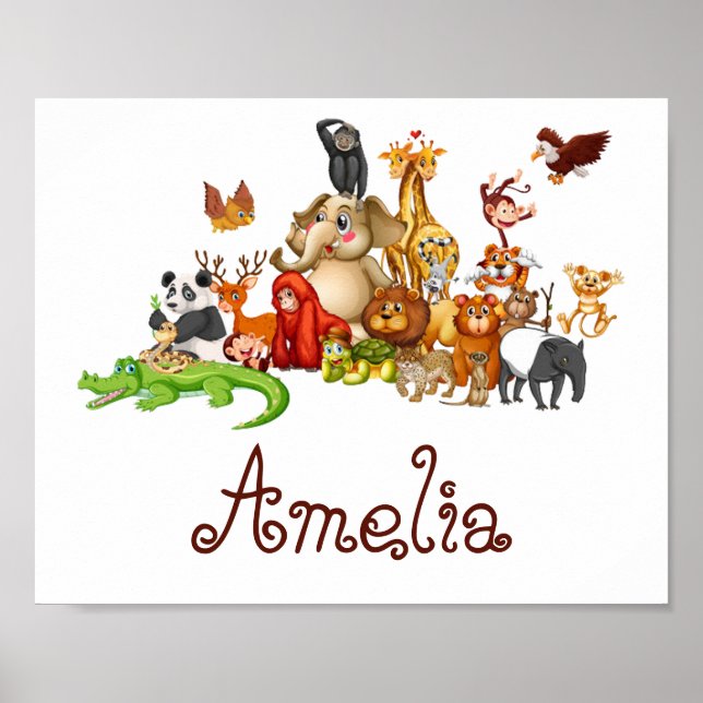 Personalisierte Kinder-Tiere  Poster (Vorne)