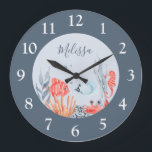 Personalisierte Kinder unter der Acrylmauer Große Wanduhr<br><div class="desc">Diese niedlichen unter Meeresmotiven, personalisiert mit dem Namen Ihrer Kinder. Hier finden Sie eine Unterwasserlandschaft mit Fischen, Seepferd, Krebsen und Pflanze. Ideal für das Kinderzimmer, das Kinder oder die Schule. Der Stil des Schriftartes kann geändert werden, indem Sie nach der Personalisierung auf den entsprechenden Link klicken.</div>