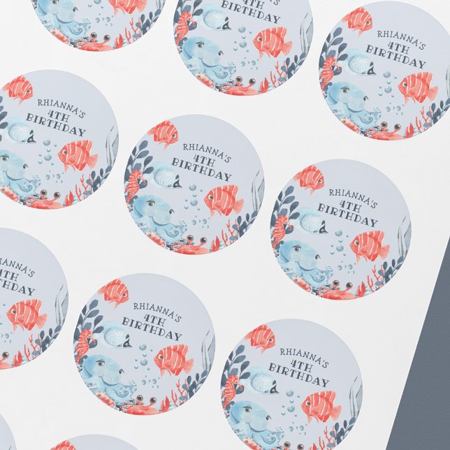 Personalisierte Kinder unter Wasser Runder Aufkleber (Von Creator hochgeladen)