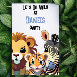 Personalisierte Kinder Wildes tierisches Party Einladung