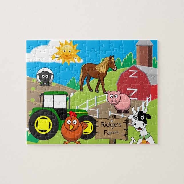 Personalisierte Kinderfarm Puzzle (Horizontal)