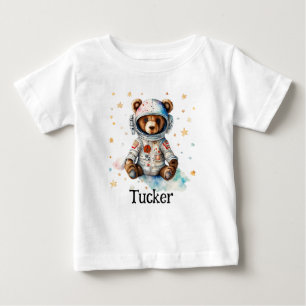 Personalisierte Kinderkleidung Astronaut Bär Baby T-shirt