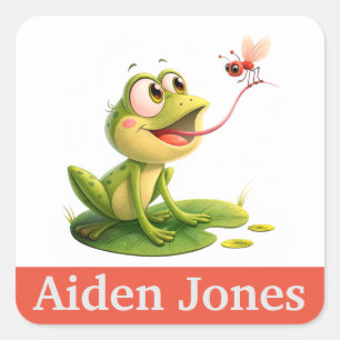 Personalisierte Kindersticker bunt Quadratischer Aufkleber