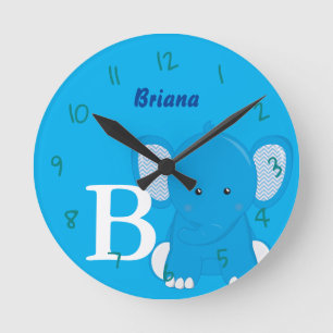 Personalisierte Kinderzimmer Blaue Rund Uhr