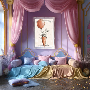 Personalisierte Kinderzimmer-Kunst – Hase mit rote Poster