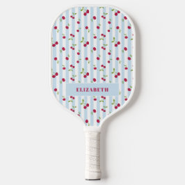 Personalisierte Kirschblaue Streifen Retro Cute Pickleball Schläger
