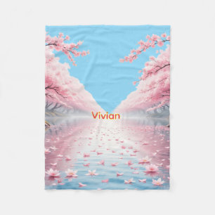 Personalisierte Kirschblüten-Kanaldecke Fleecedecke