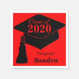 Personalisierte Klasse 2024 Red Black Serviette