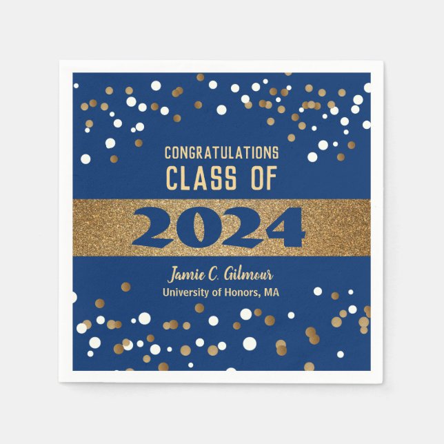 Personalisierte Klasse der Blue Graduation Party 2 Serviette (Vorderseite)