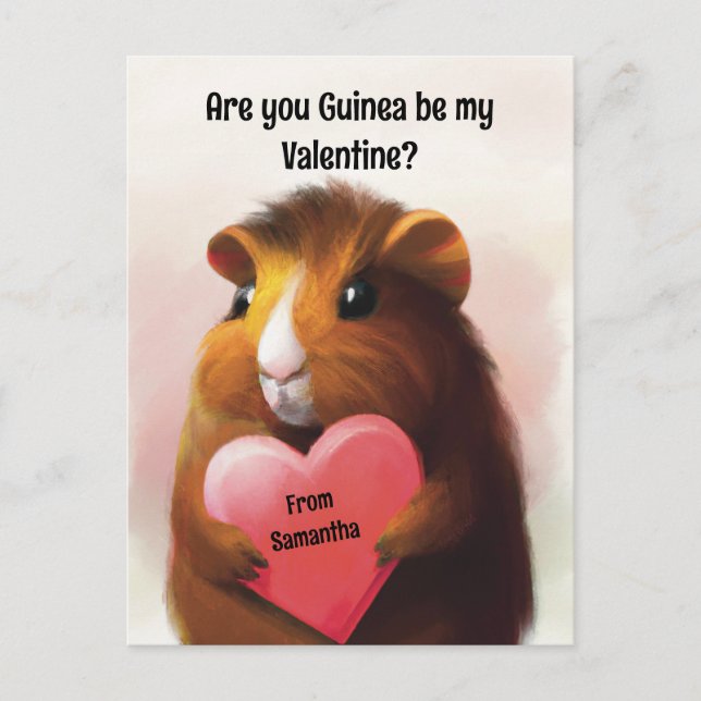 Personalisierte Klassenzimmer Valentine Guinea Pig Postkarte (Vorderseite)