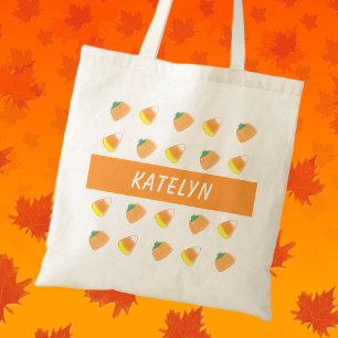 Personalisierte klassische Candy Corn Kürbis-Trage Tragetasche