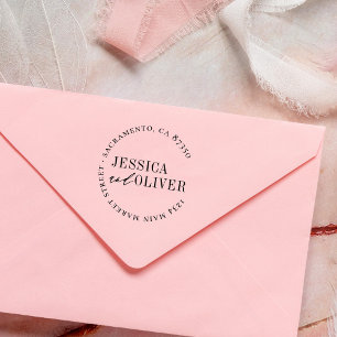 Personalisierte klassische Hochzeitsrunde Rücksend Permastempel