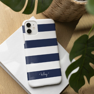 Personalisierte klassische Marine und White Strip Case-Mate iPhone Hülle