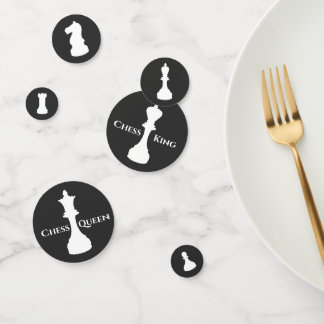 Personalisierte klassische Schachfiguren King Quee Konfetti