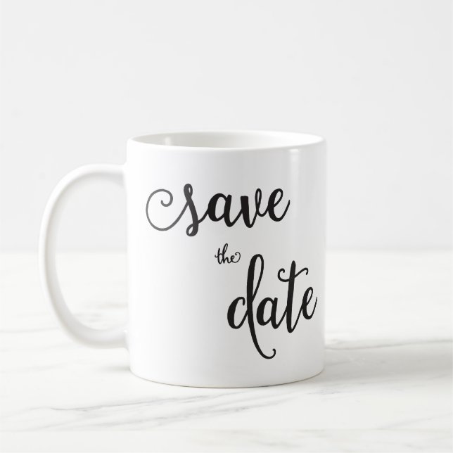 Personalisierte klassische weiße Save the Date Tas Tasse (Links)