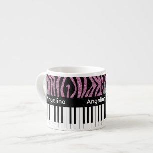 Personalisierte Klavier-Schlüssel-rosa Espressotasse