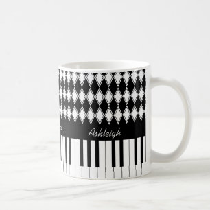 Personalisierte Klavier-Schlüssel und Diamanten Kaffeetasse